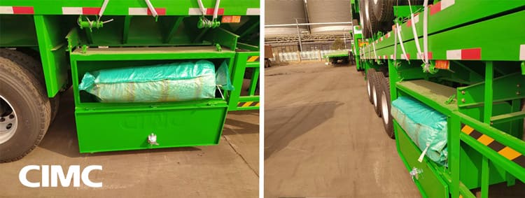 Some details of tri axle flatbed trailer