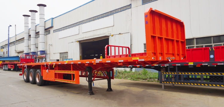 3 Axle 40 Ft Flat Bed Semi Trailer with Front Board for Sale in Guinea Kamsar