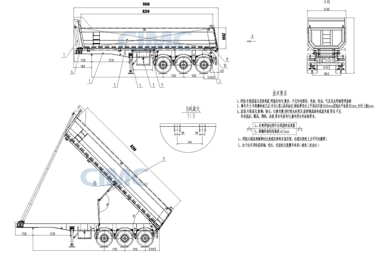 CIMC 3 Axle 33 Cbm Tipper Semi Trailer for Sale in Tanzania