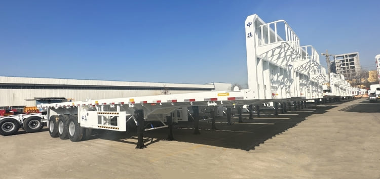 CIMC China 3 Axles 40ft Flatbed Semi Trailer with Front Wall for Sale in the Philippines