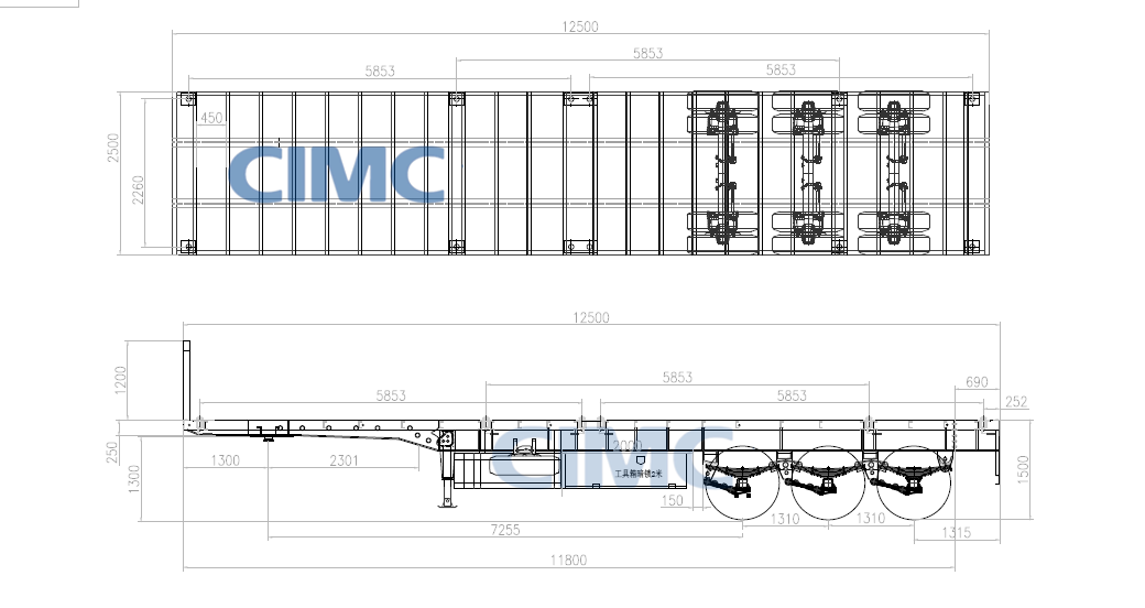 CIMC 3 Axles 40ft Flatbed Semi Trailer with Front Wall for Sale in Zimbabwe Harare