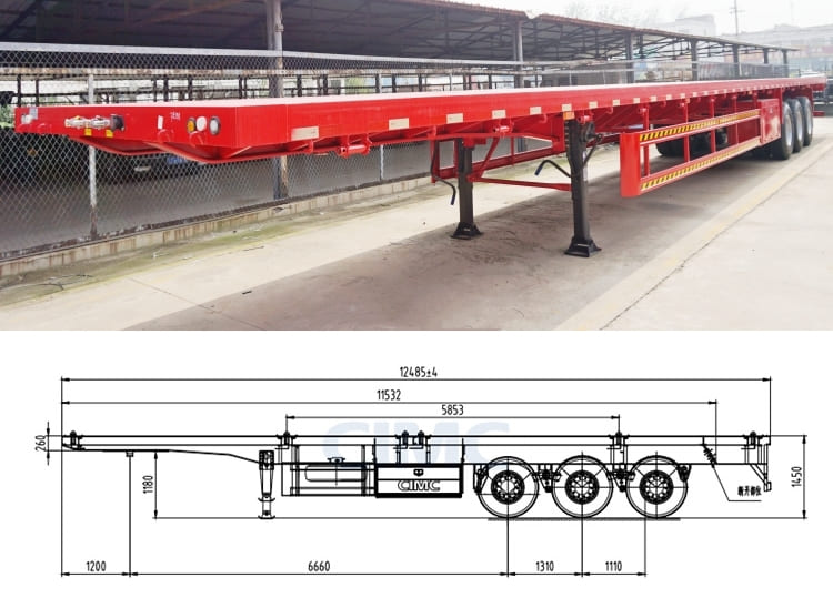 CIMC 3 Axles 40ft Flatbed Semi Trailer for Sale in Zimbabwe