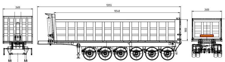 Drawing of 6 Axle Tipper Semi Trailer