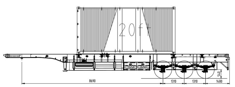 2 Axle 40 Ft Container Chassis Trailer for Sale In Tanzania