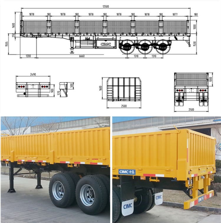 CIMC 50 Ton Bulk Cargo Semi Trailer | 3 axle drop side trailer for sale
