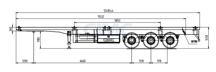 CIMC Tri Axle Trailer 40ft Container Flatbed For Sale